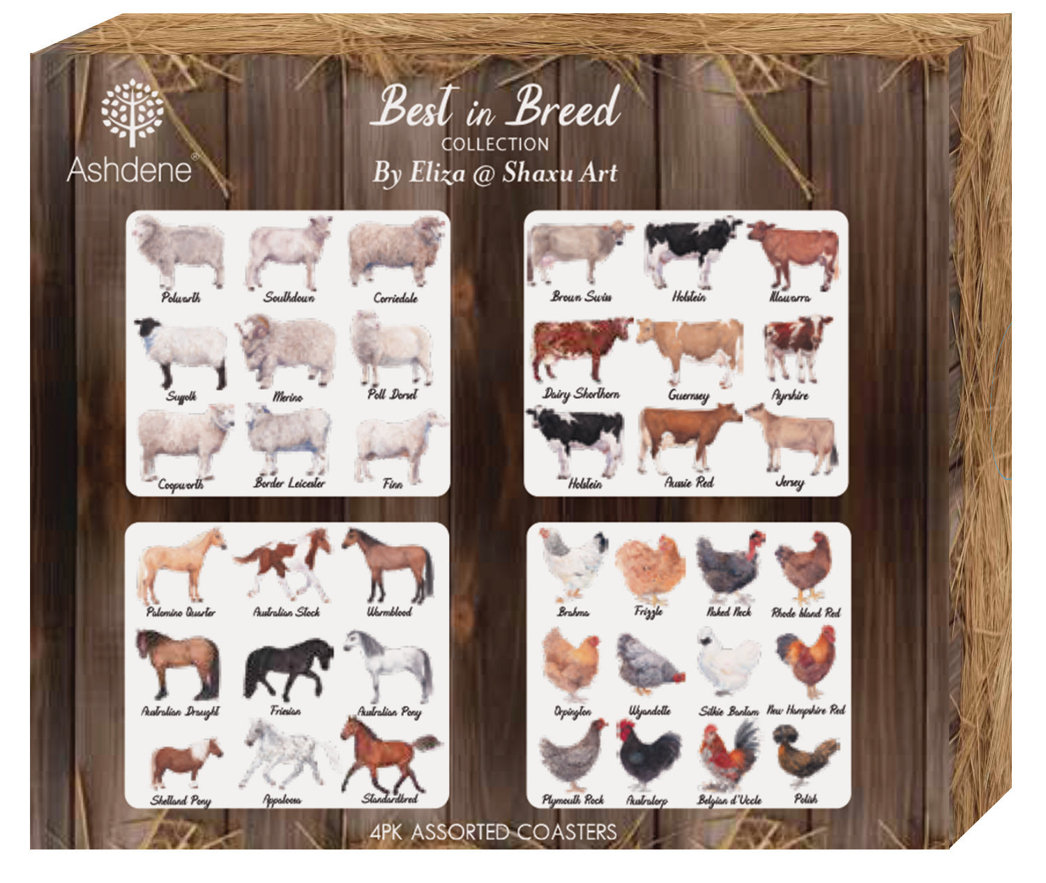 Ashdene Best In Breed 4pk Assorted Coaster
