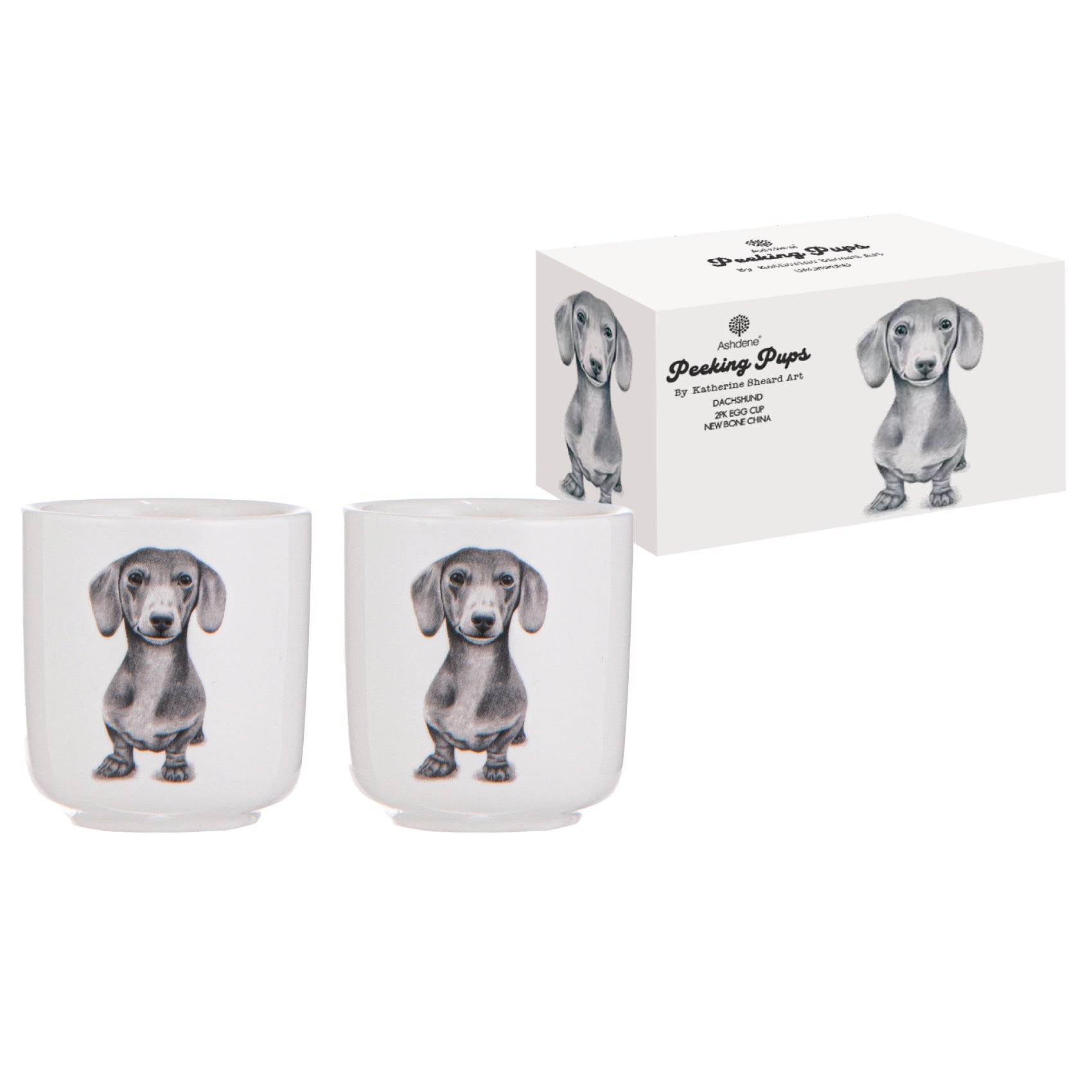 Ashdene Peeking Pups Dachshund 2pk Egg Cup