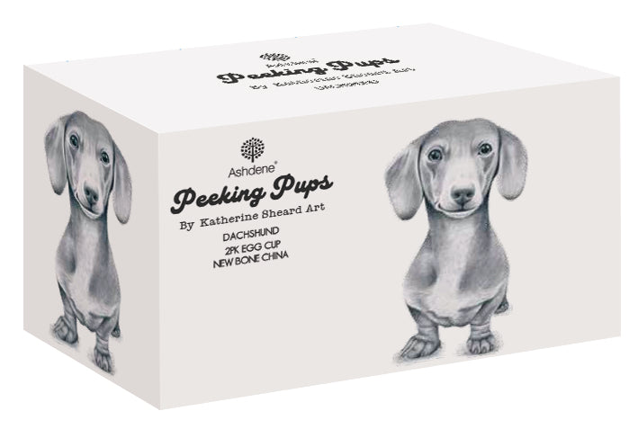 Ashdene Peeking Pups Dachshund 2pk Egg Cup