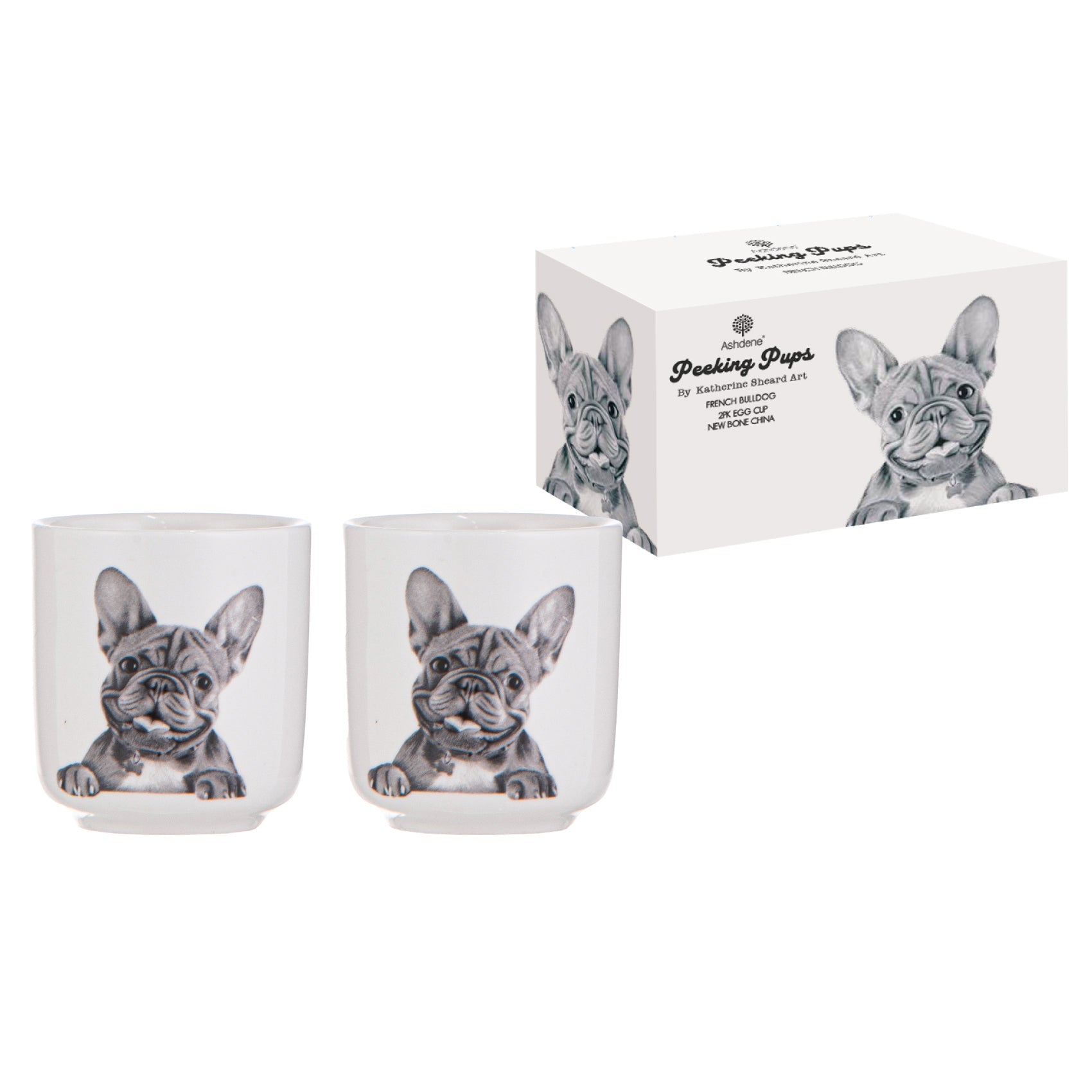 Ashdene Peeking Pups French Bulldog 2pk Egg Cup