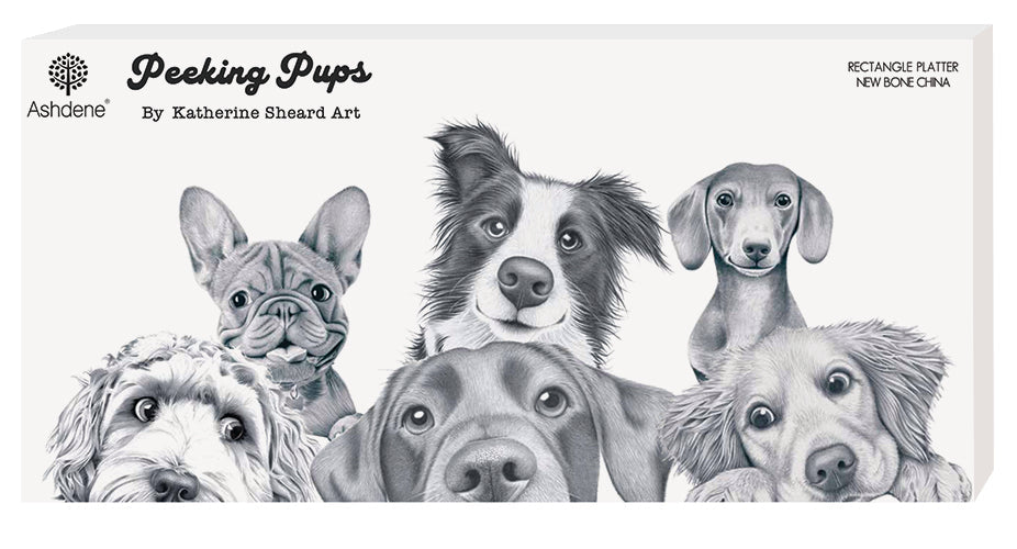 Ashdene Peeking Pups Rectangle Platter