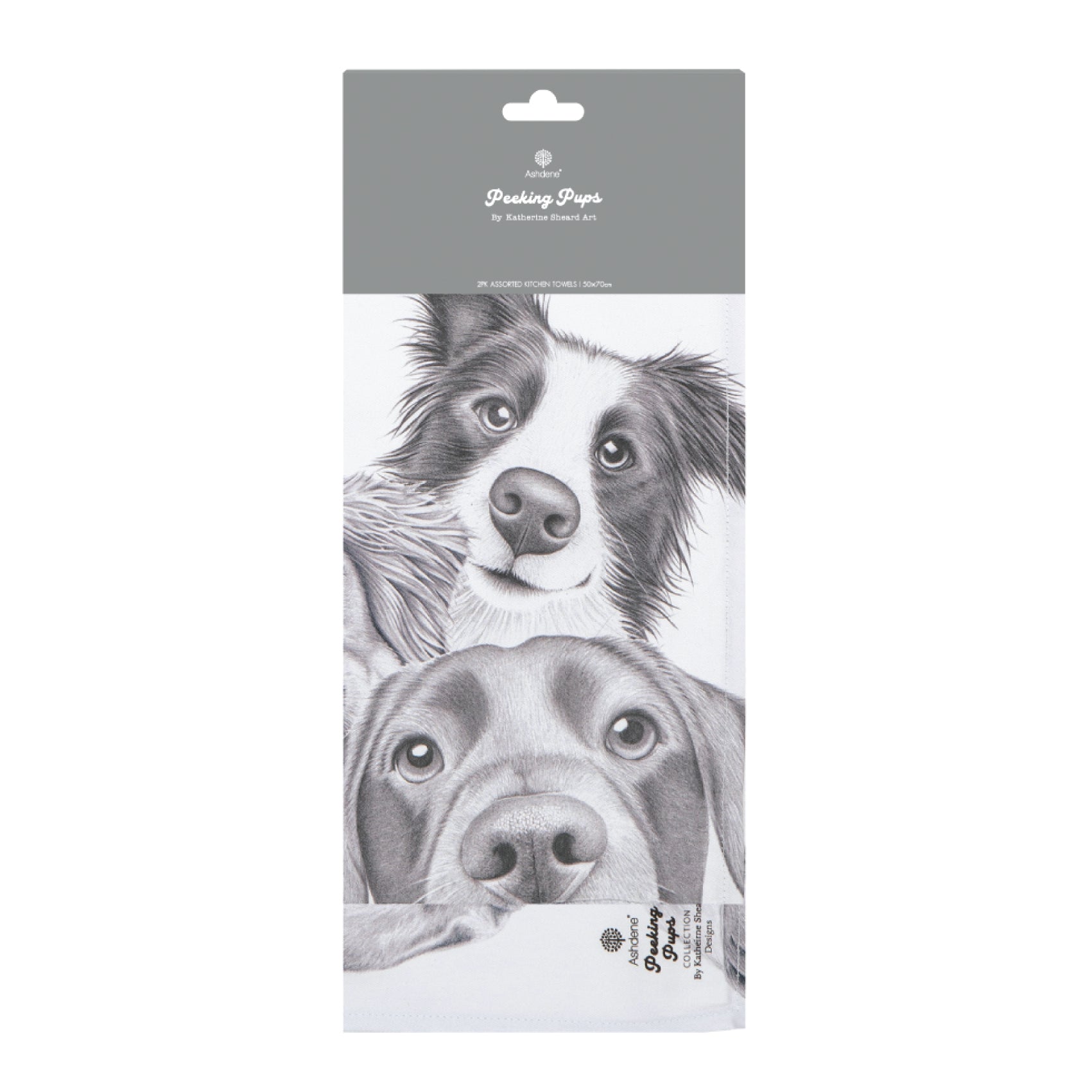 Ashdene Peeking Pups 2pk Kitchen Towel
