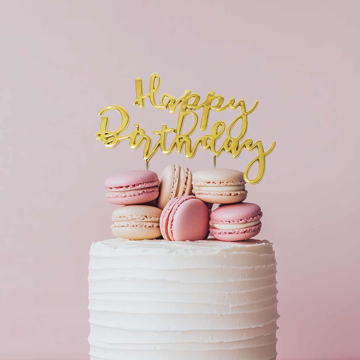 Cake & Candle Plated Cake Topper Happy Birthday 2 Gold