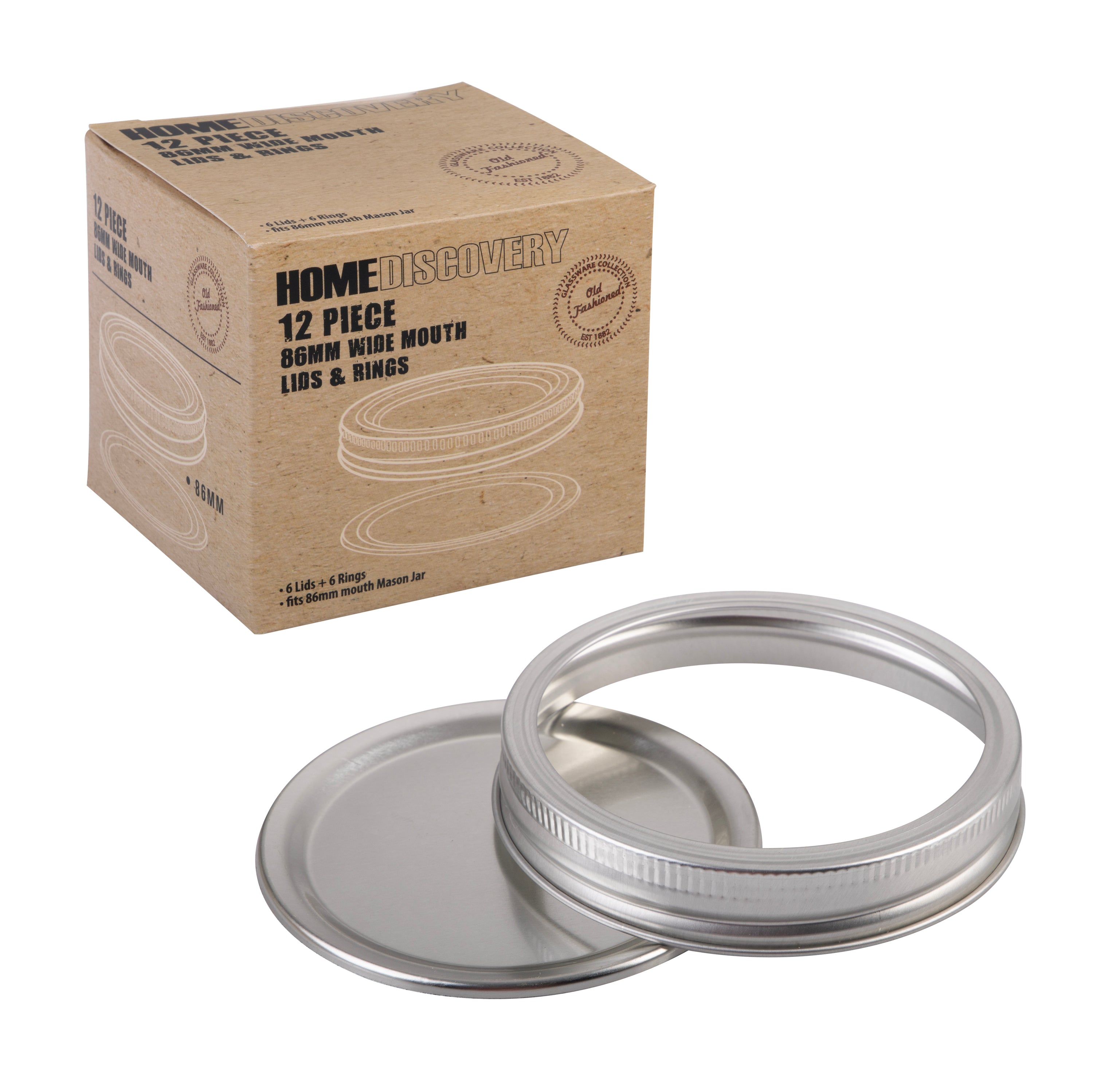 Old Fashioned Preserving Lids & Rings – Wide Mouth Pack of 6