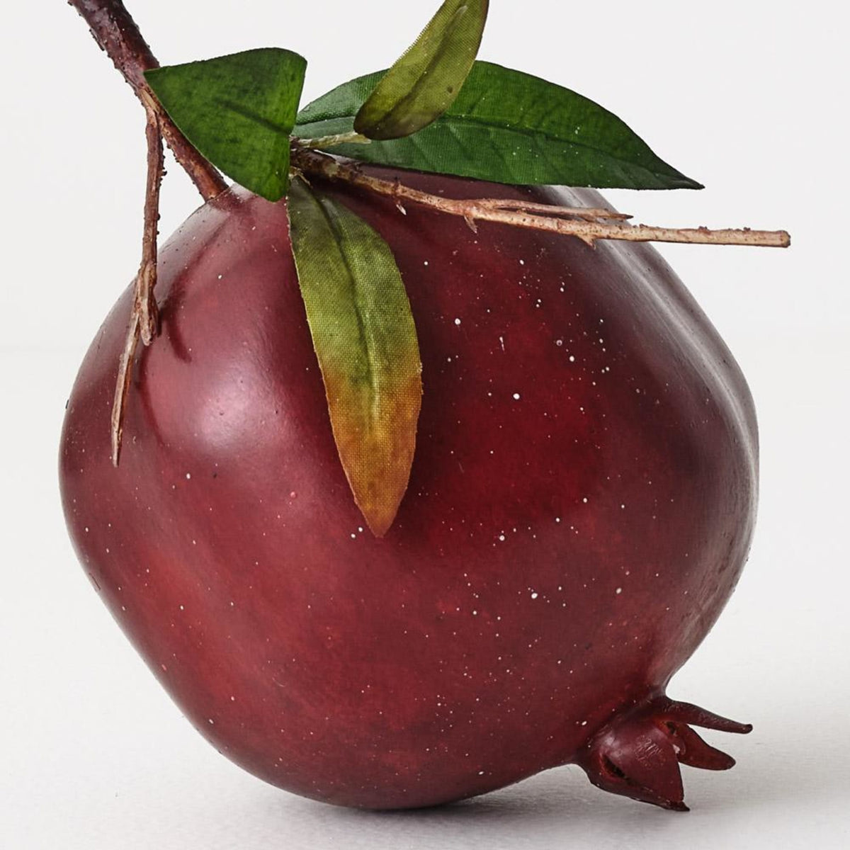 Floral Interiors Artificial Pomegranate with Leaf 15cm Red Orange
