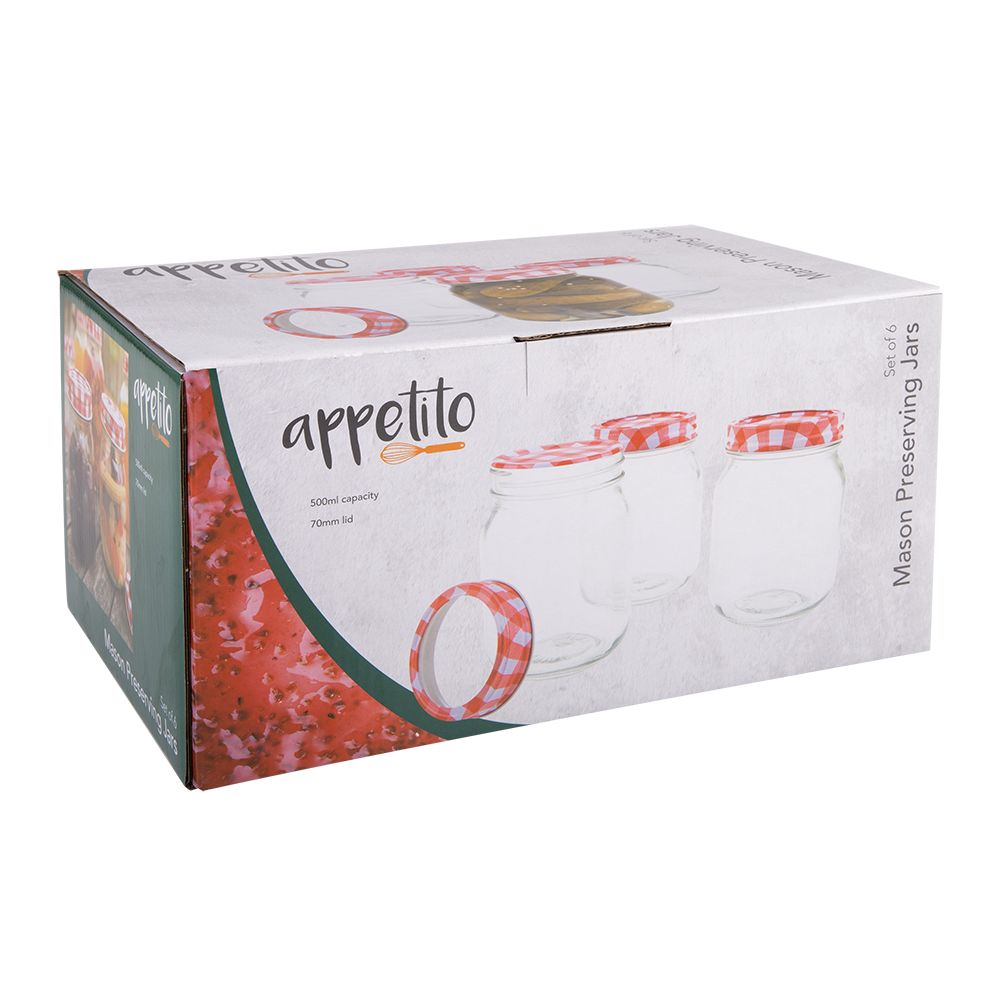 Appetito Preserving Jars 500ml Set of 6