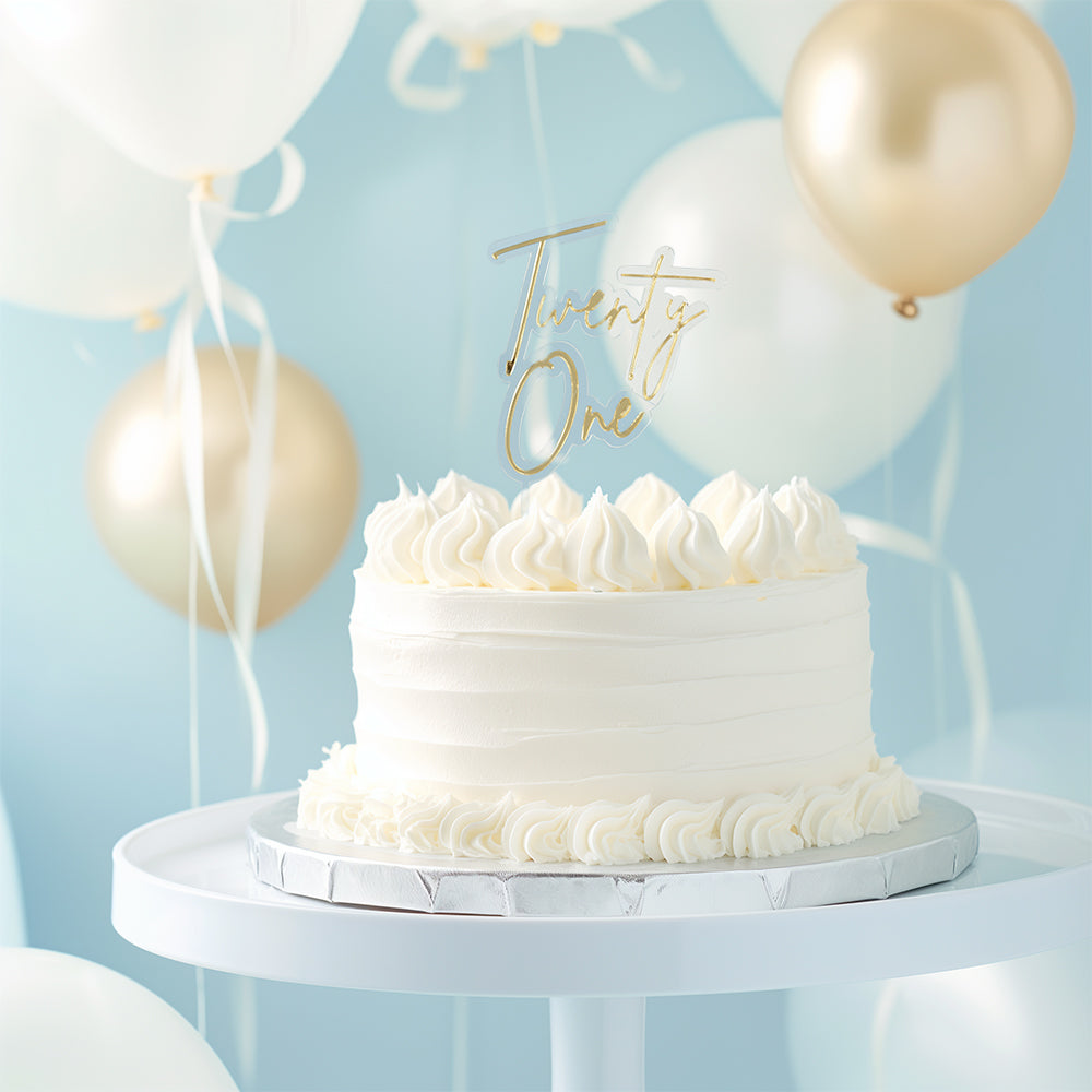 Cake & Candle Layered Cake Topper 21 Gold & Clear