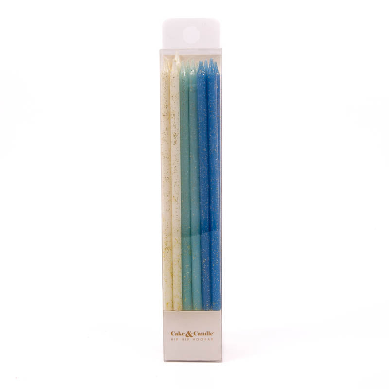 Cake & Candle Glitter Cake Candles Blue 12 Pack