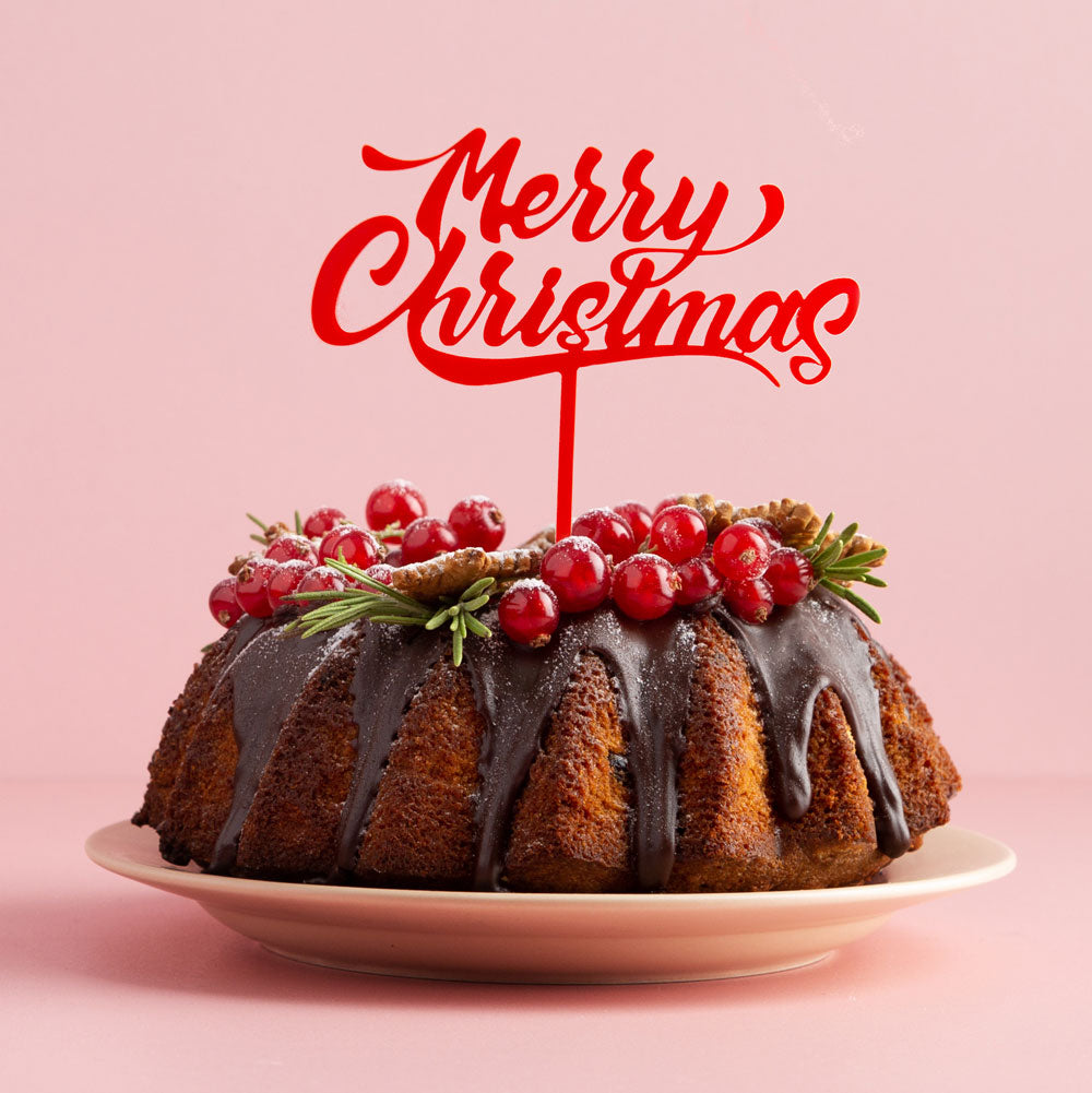 Cake & Candle Merry Christmas Cake Topper