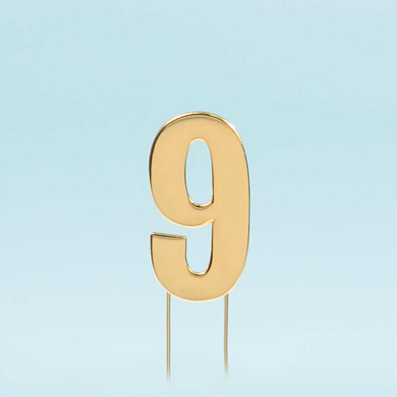 Cake & Candle Bold Cake Topper Number 9 Gold
