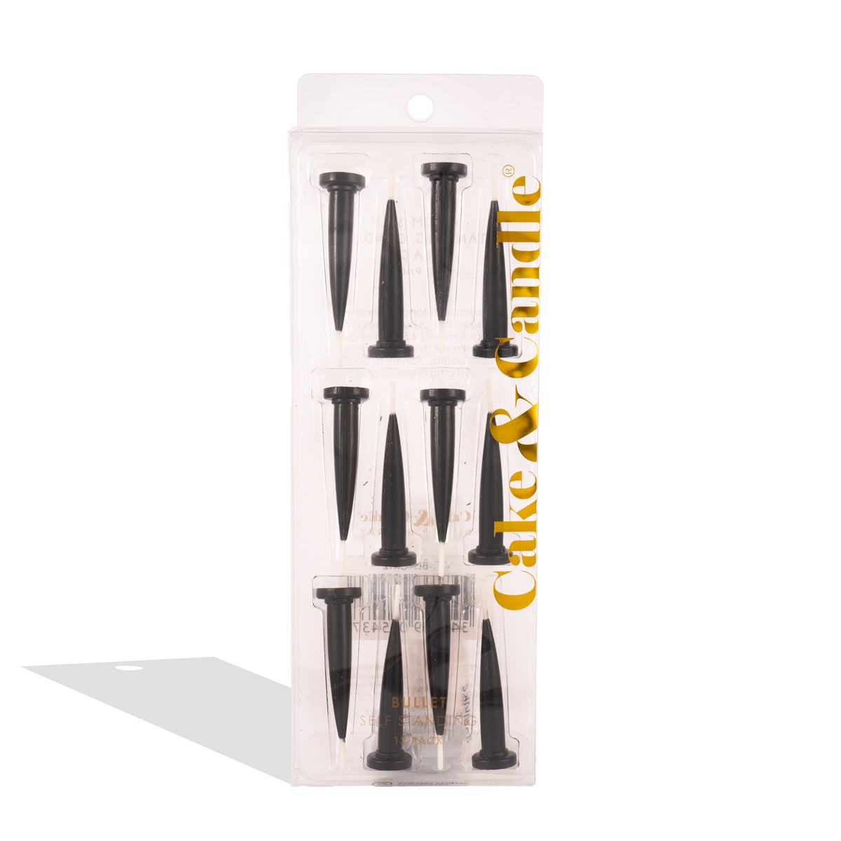 Cake & Candle Bullet Candles Black 12 Pack