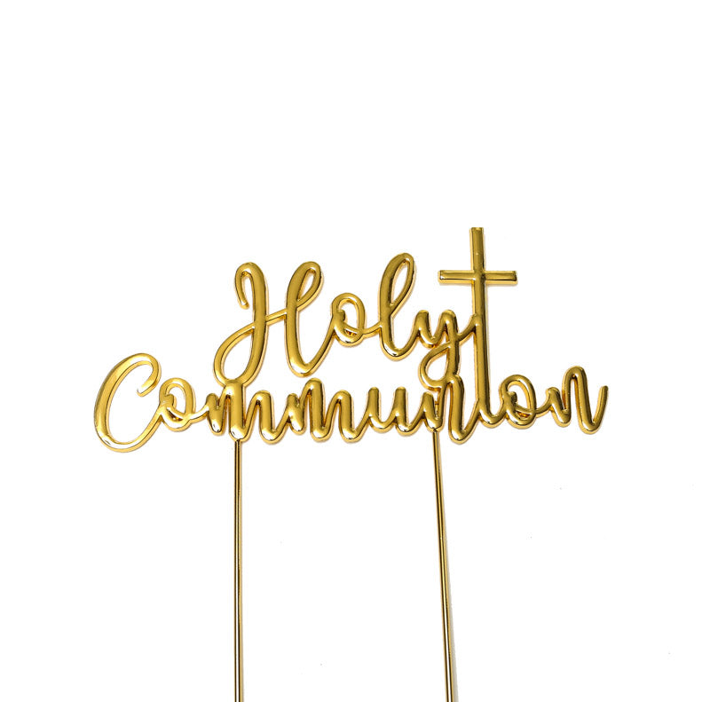Cake & Candle Plated Cake Topper Holy Communion Gold