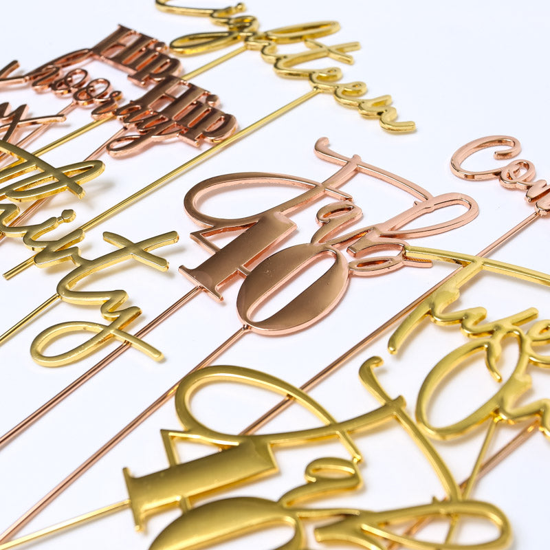Cake & Candle Plated Cake Topper 30 Rose Gold