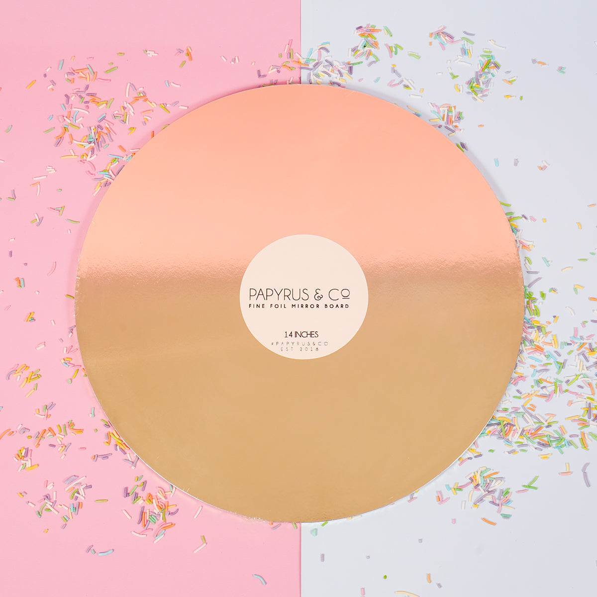 Papyrus Mirror Masonite Cake Board Round Gold 14in