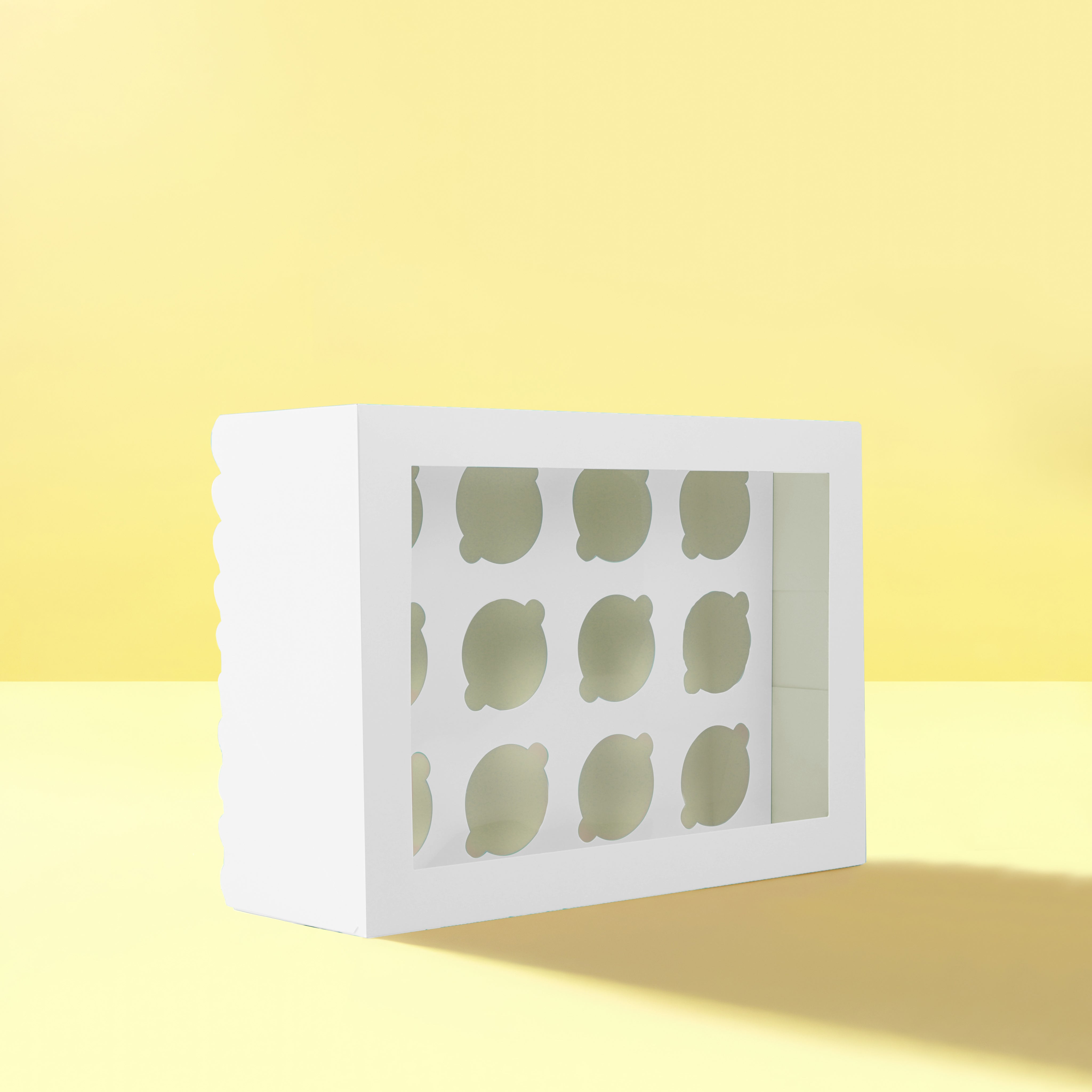 Papyrus Scalloped Tall Cupcake Box 12 Hole White