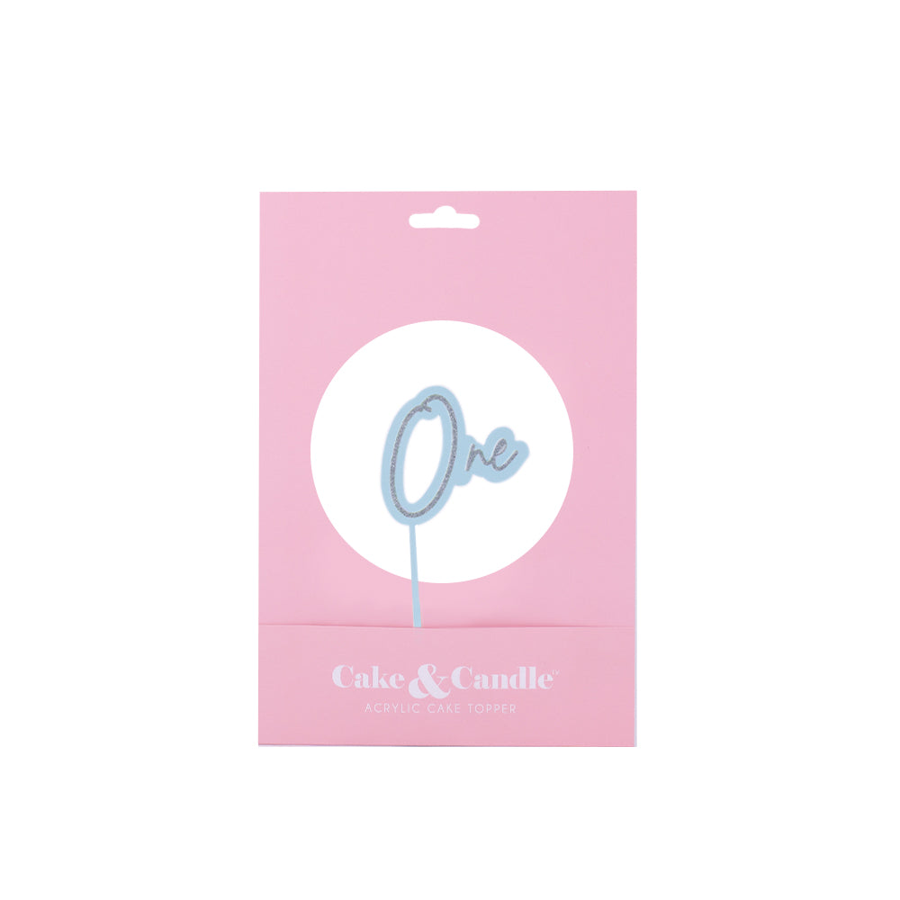 Cake & Candle Layered Cake Topper 1 Silver Light Blue