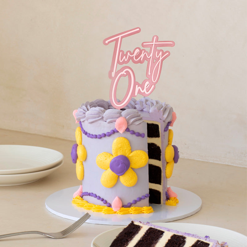 Cake & Candle Pink Opaque & Pink Layered Cake Topper 21