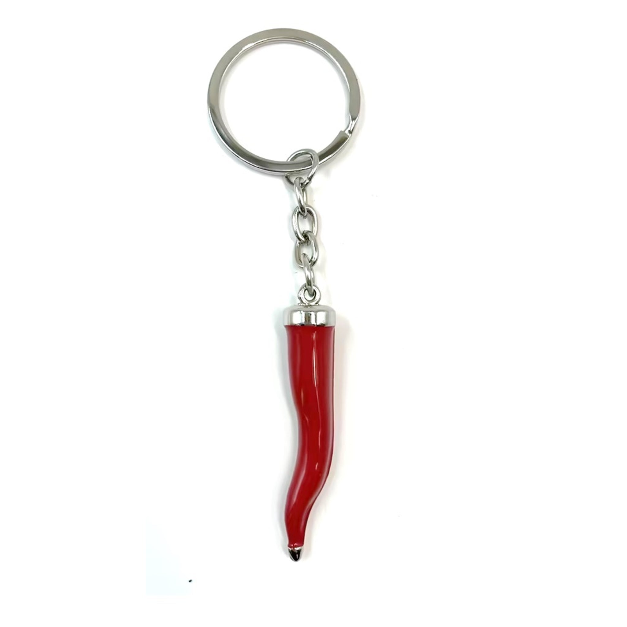 Vogue 58.9mm Zinc Alloy Red Corni Chilli with Silver Tip Key Ring
