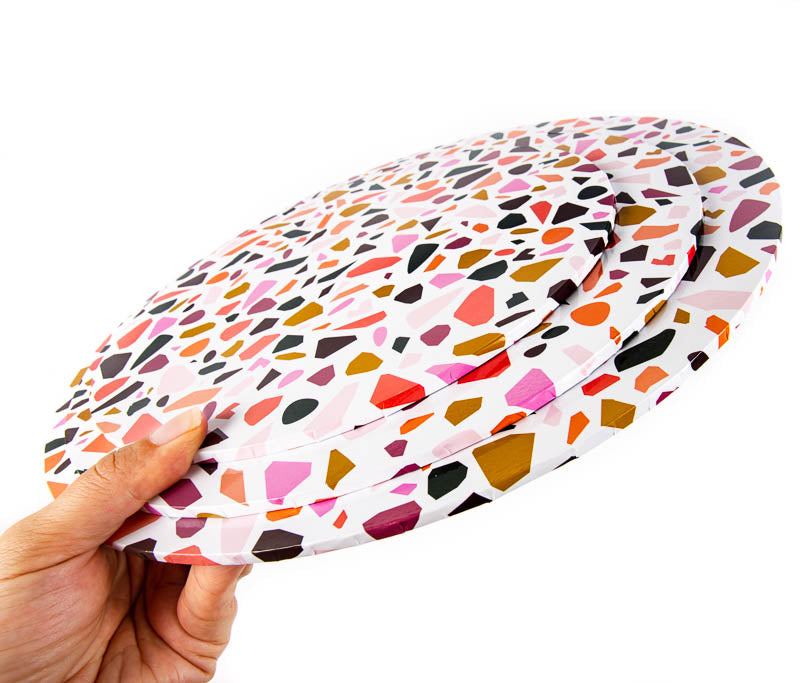 Bake Group Food Presentation Board Round Terrazzo 12in