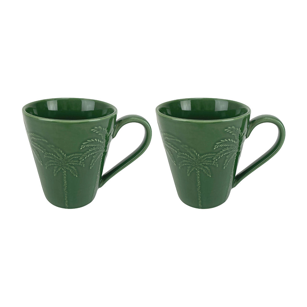 Annabel Trends Coconut Bay Coffee Mug Set 2pc Green Palm
