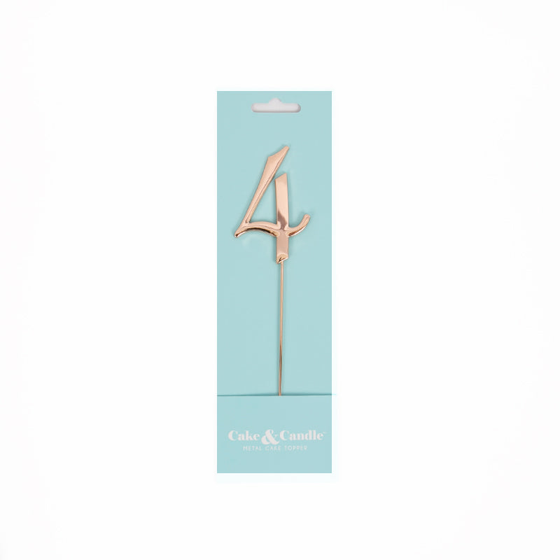 Cake & Candle Cake Topper Number 4 Rose Gold 7cm