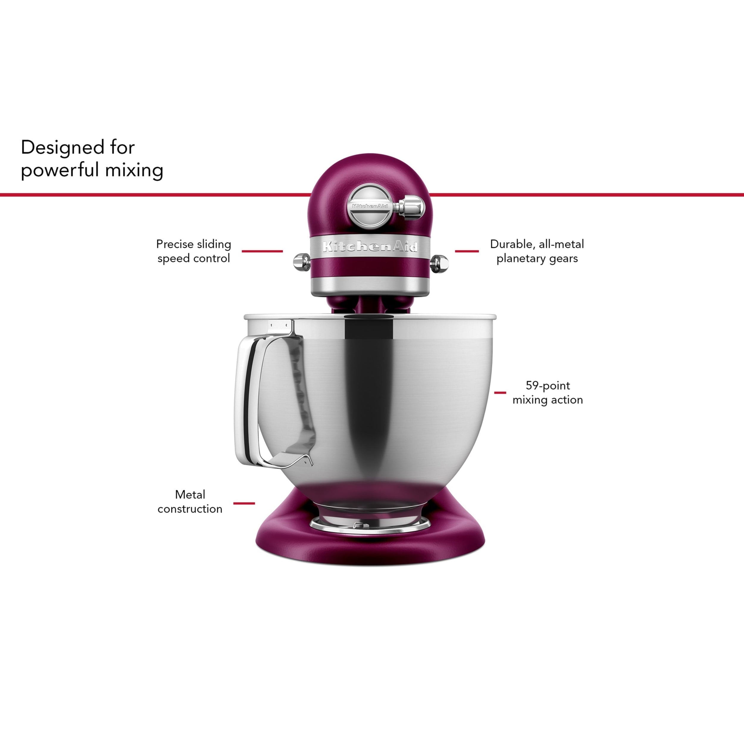 KitchenAid Artisan Tilt-Head Stand Mixer - Beetroot KSM195