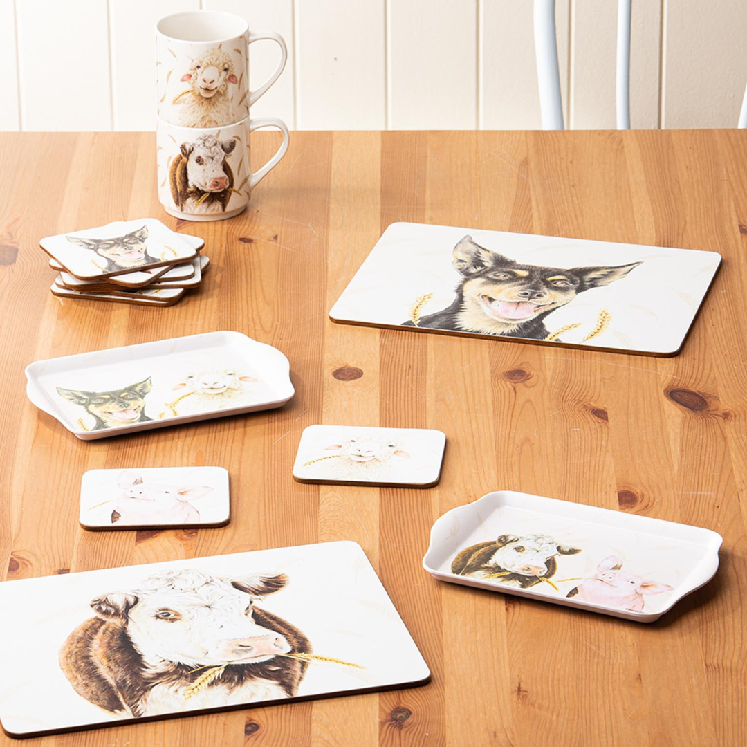Ashdene Farmyard Faces Assorted 4pk Coaster