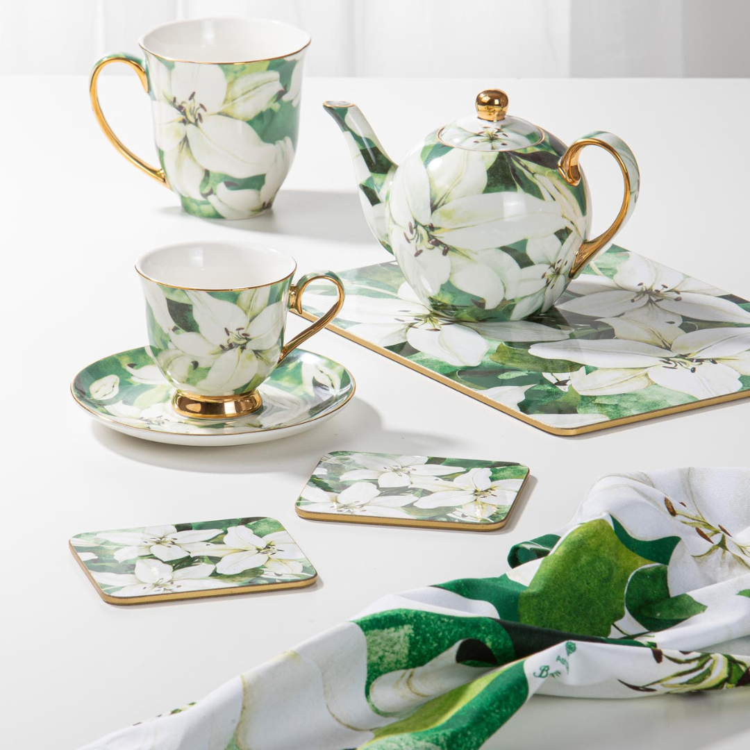 Ashdene Bold Blooms White Lily Cup & Saucer