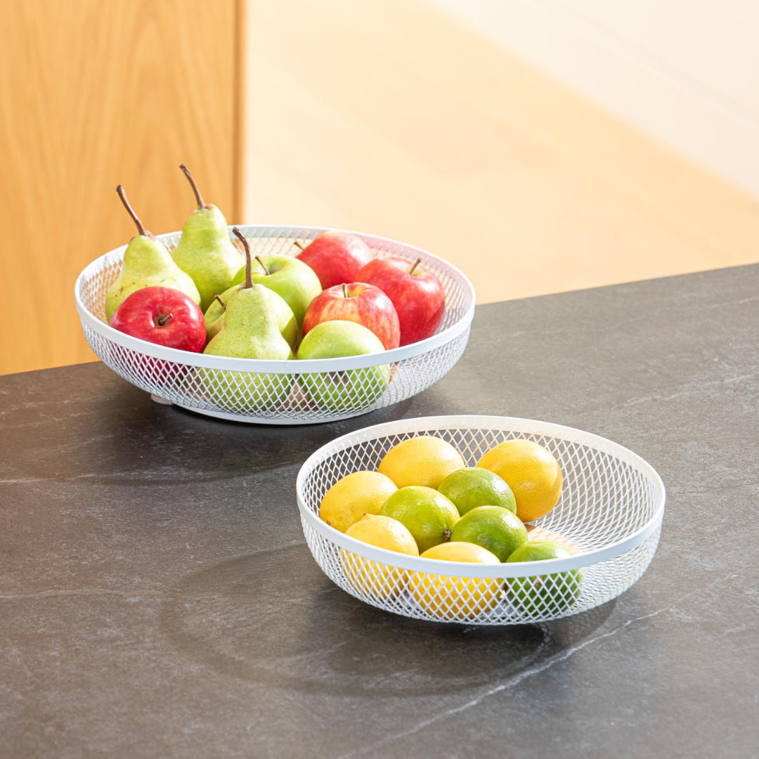 Ladelle Olsen White Set of 2 Mesh Storage Baskets