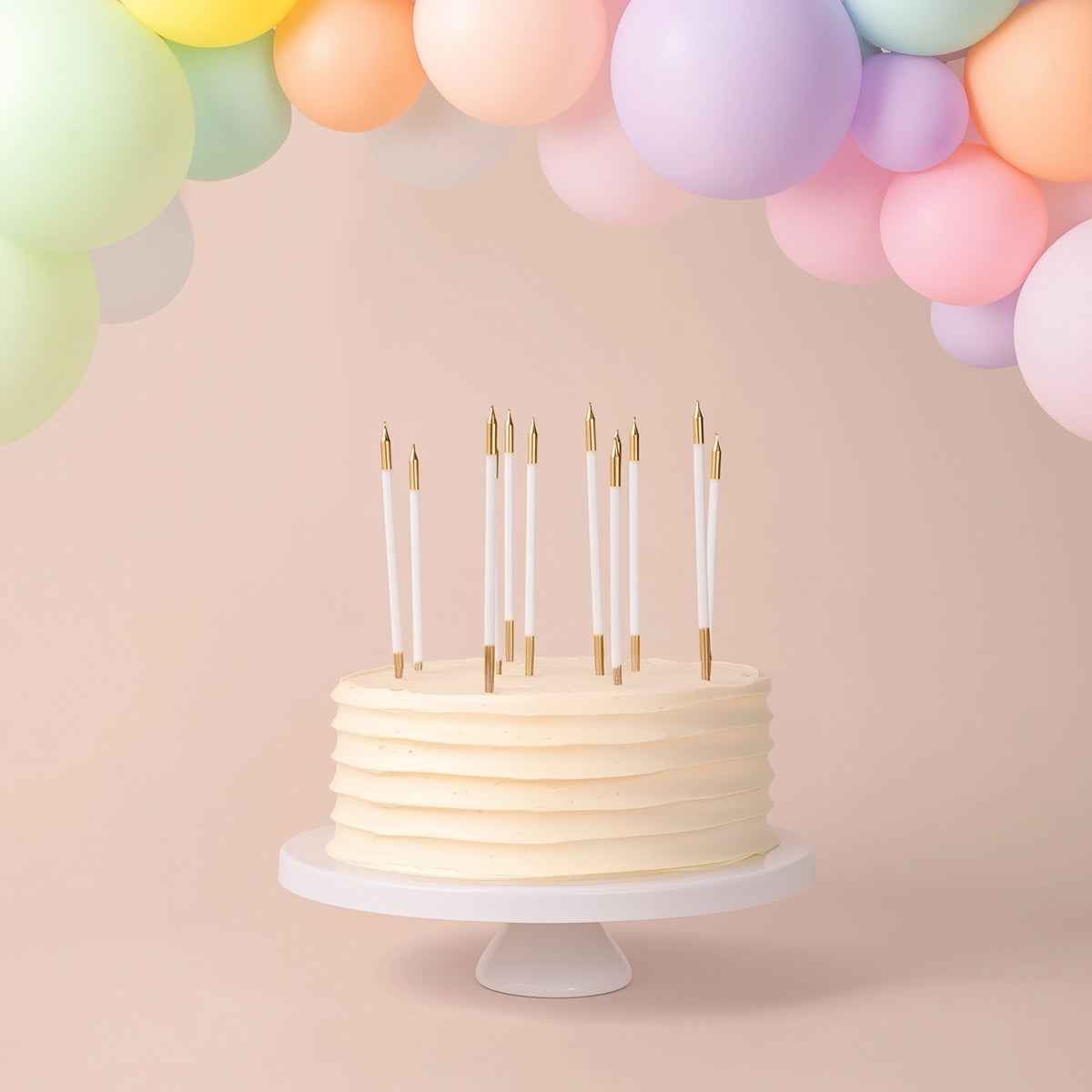 Cake & Candle Double Dipped Cake Candles Gold & White 15cm 12 Pack