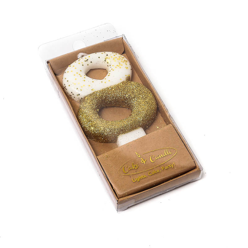 Cake & Candle Glitter Dipped Candle Number 8 Gold 8cm