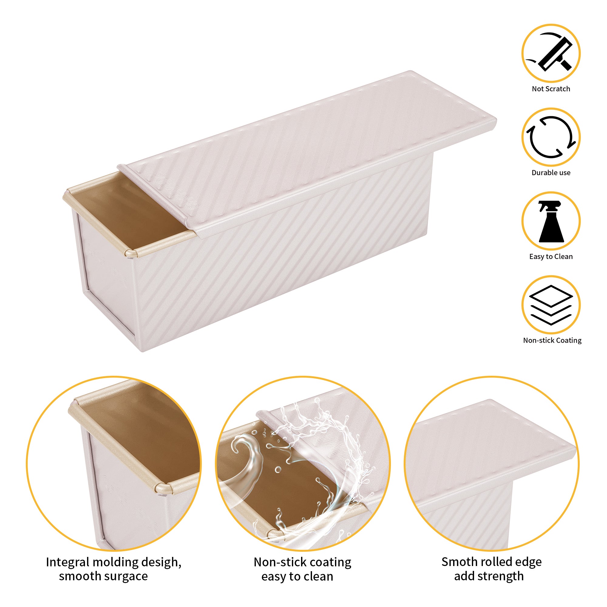 CHEFMADE Corrugated Loaf Pan with Lid 300g 22cm (WK9404)