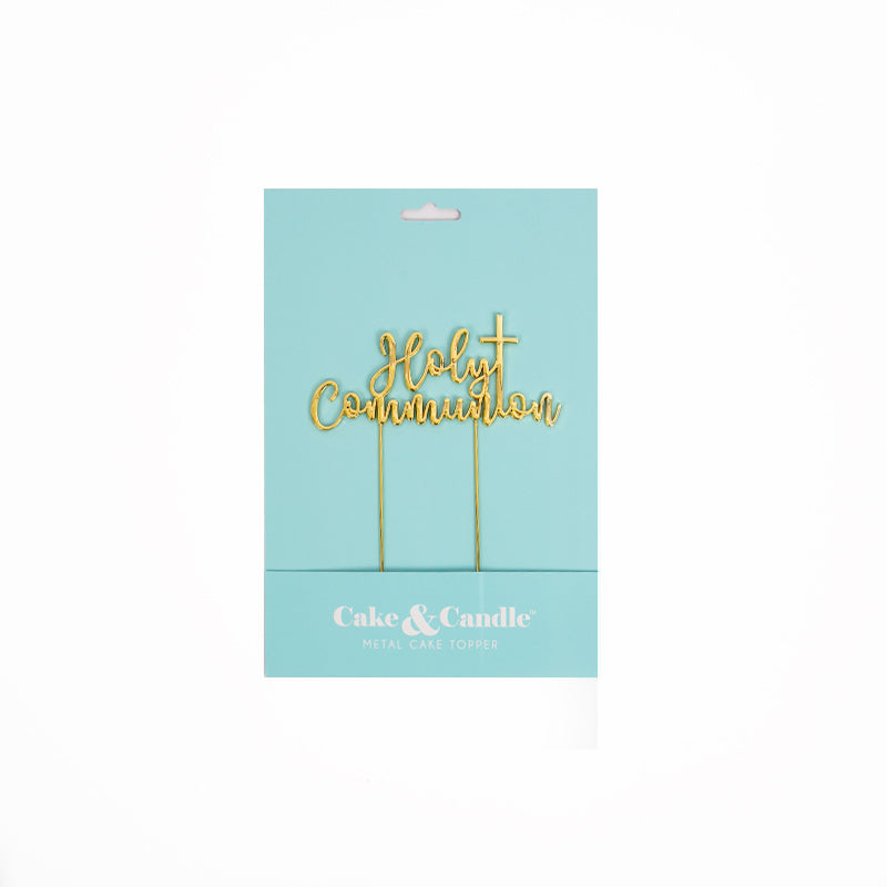 Cake & Candle Plated Cake Topper Holy Communion Gold