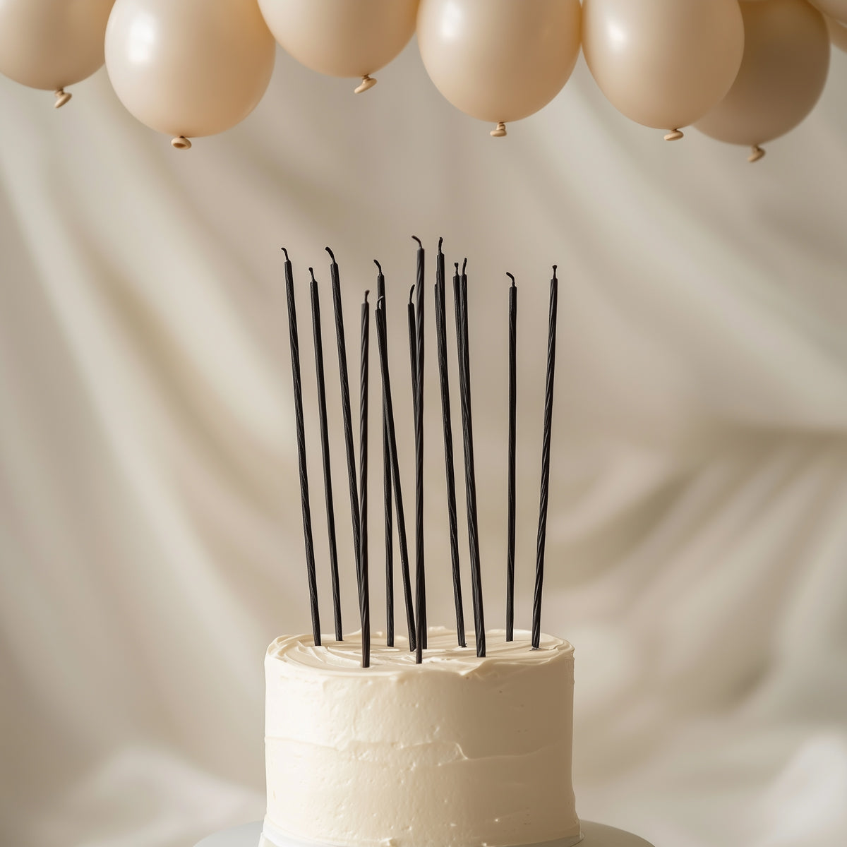 Cake & Candle Fine Spiral Cake Candles Black 20cm 16 Pack