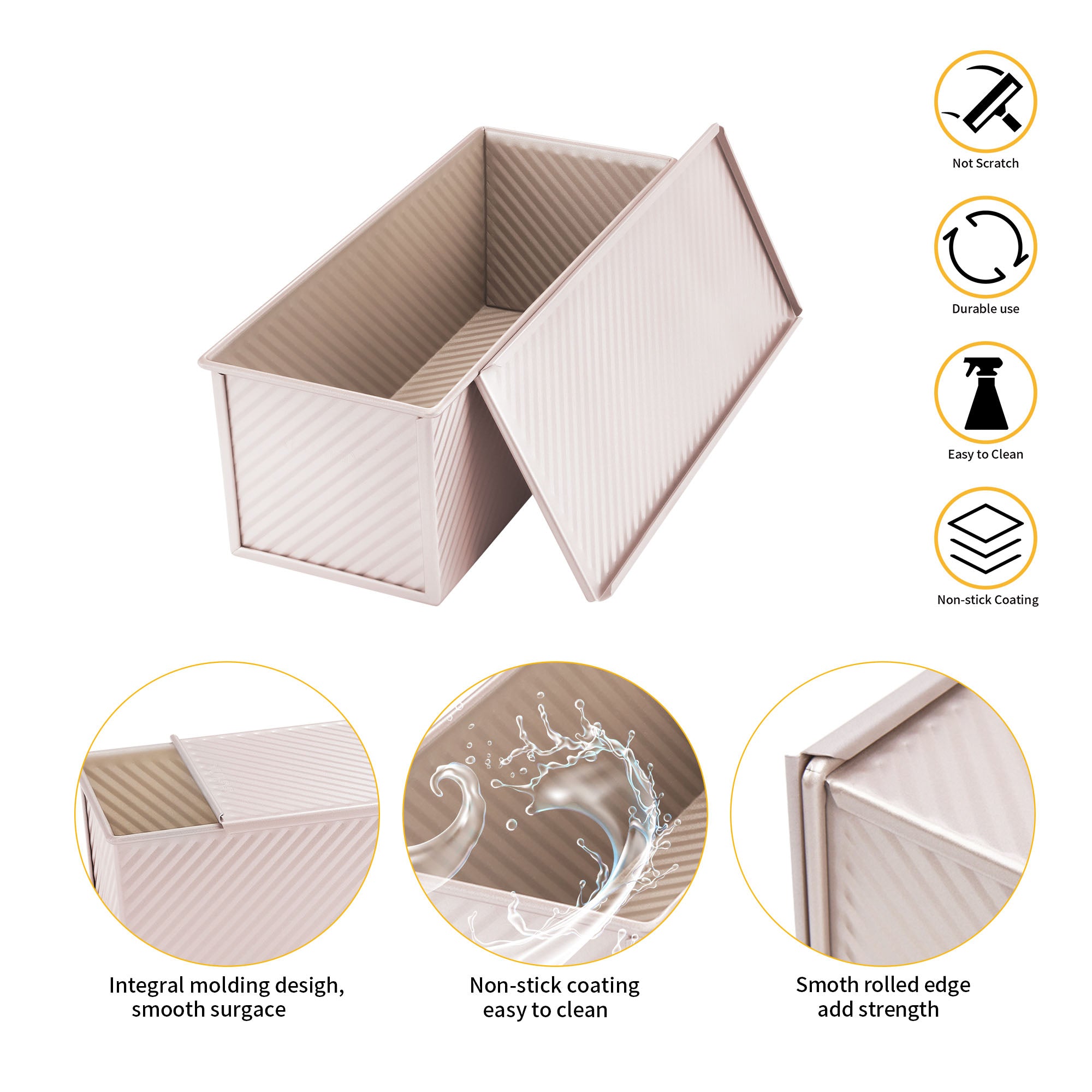 CHEFMADE Corrugated Loaf Pan with Lid 34cm 1kg (CM6005)