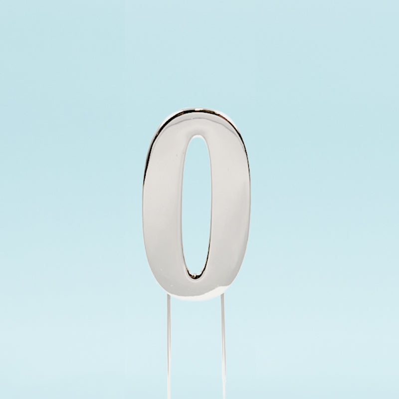 Cake & Candle Bold Cake Topper Number 0 Silver
