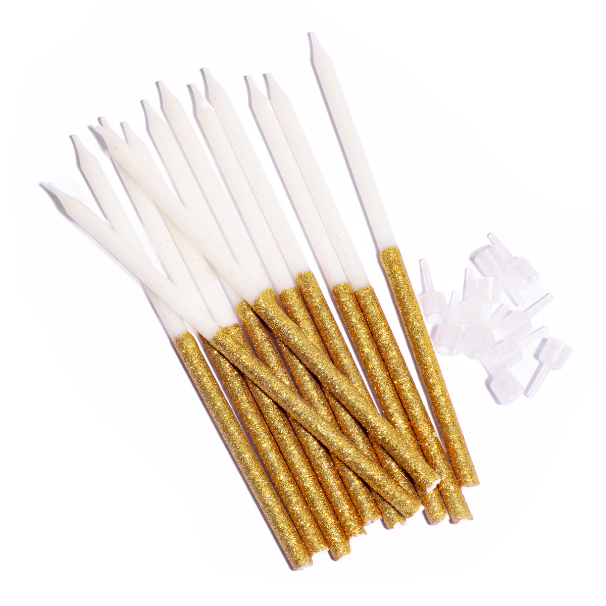 Cake & Candle Glitter Dipped Cake Candles Gold 12 Pack
