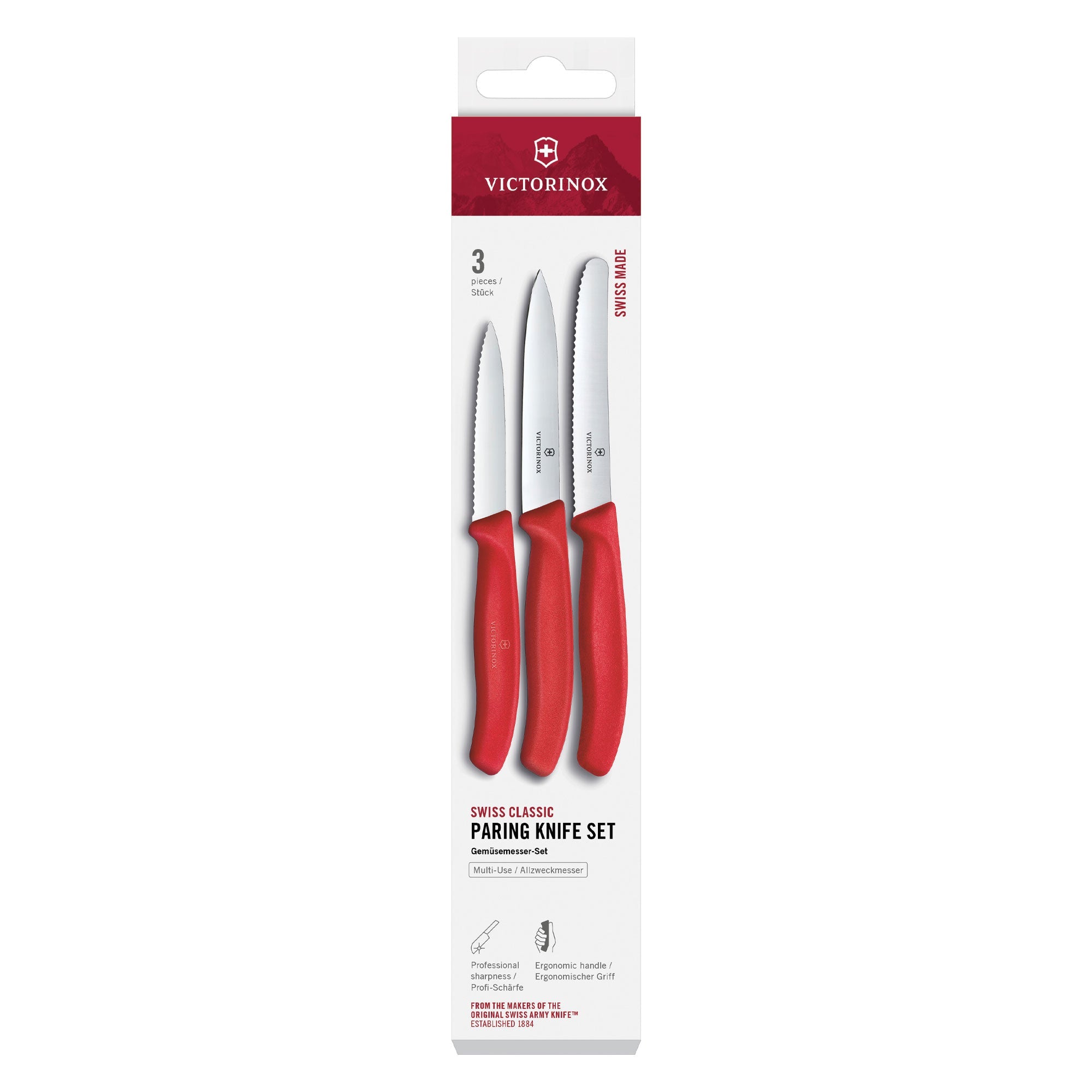 Victorinox Paring Knife Set Classic 3 Piece Chilli Red