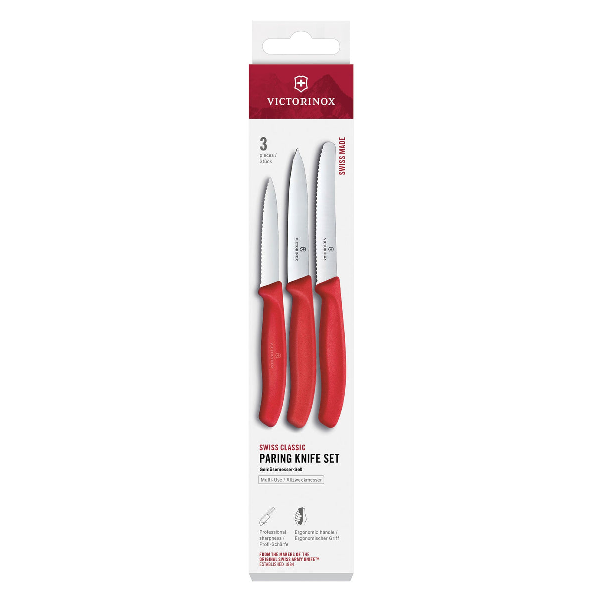 Victorinox Swiss Classic 3-Piece Paring Knife Set (Chilli Red)