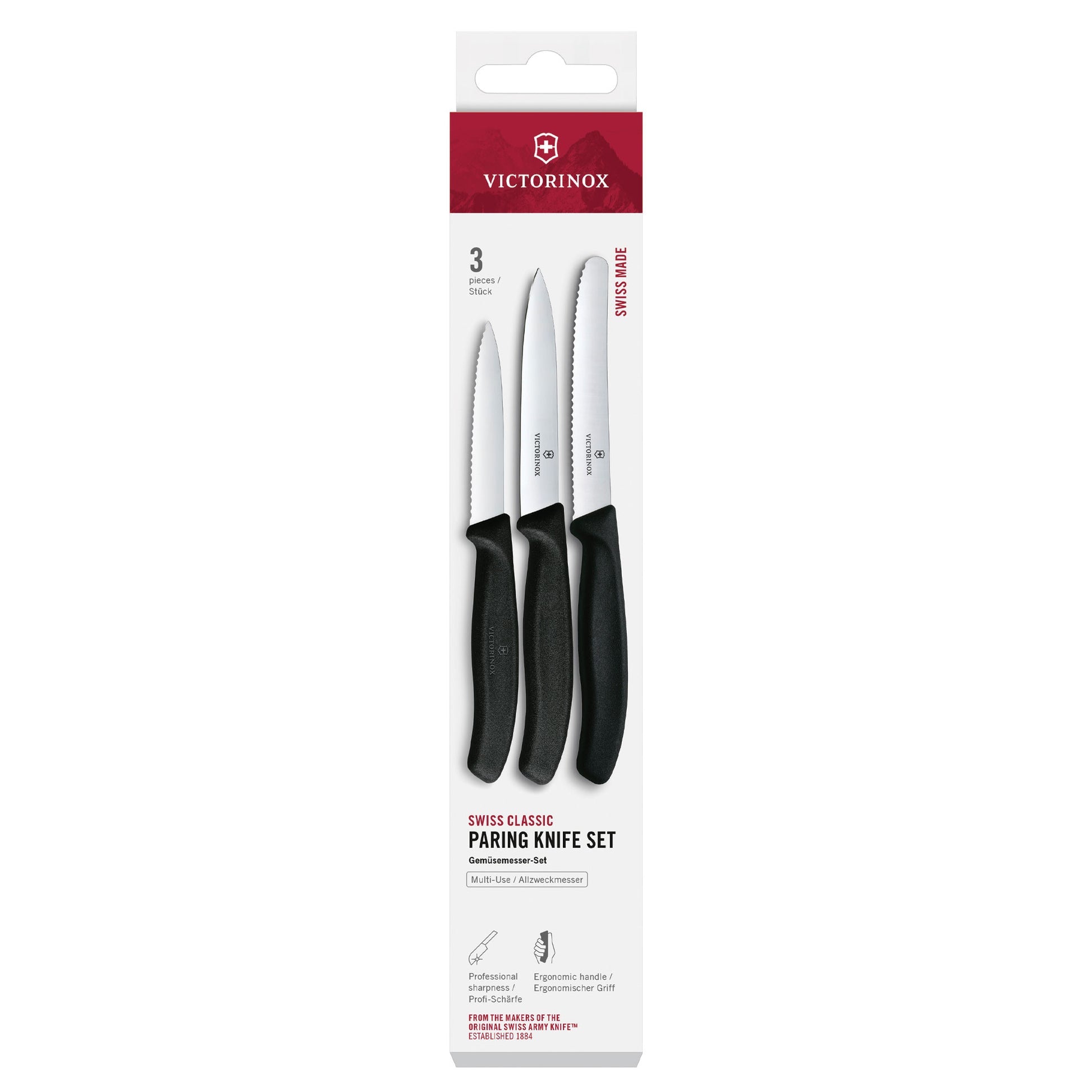 Victorinox Swiss Classic Paring Knife Set 3 Piece 11cm Black