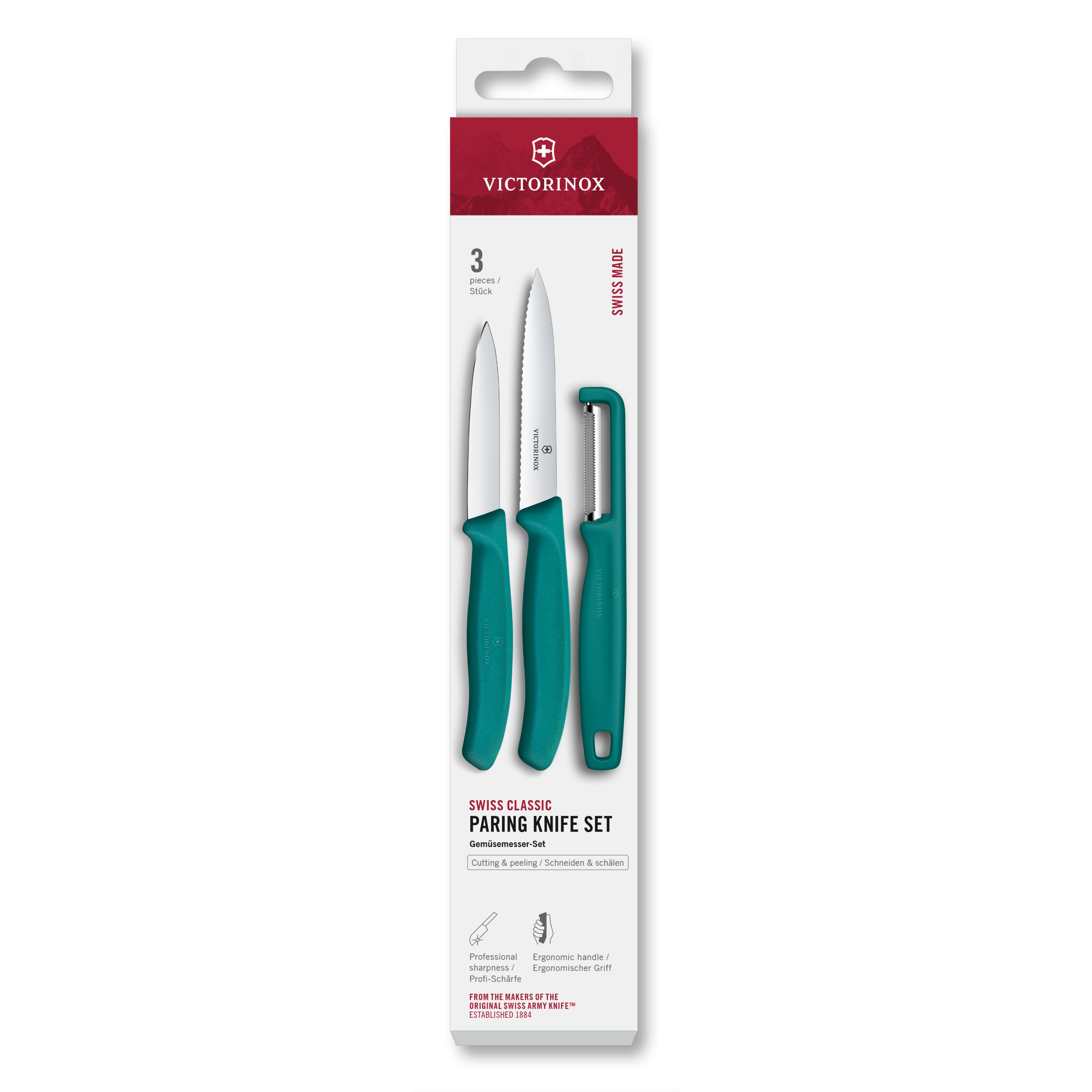 Victorinox 3 Piece Paring Set with Peeler Green