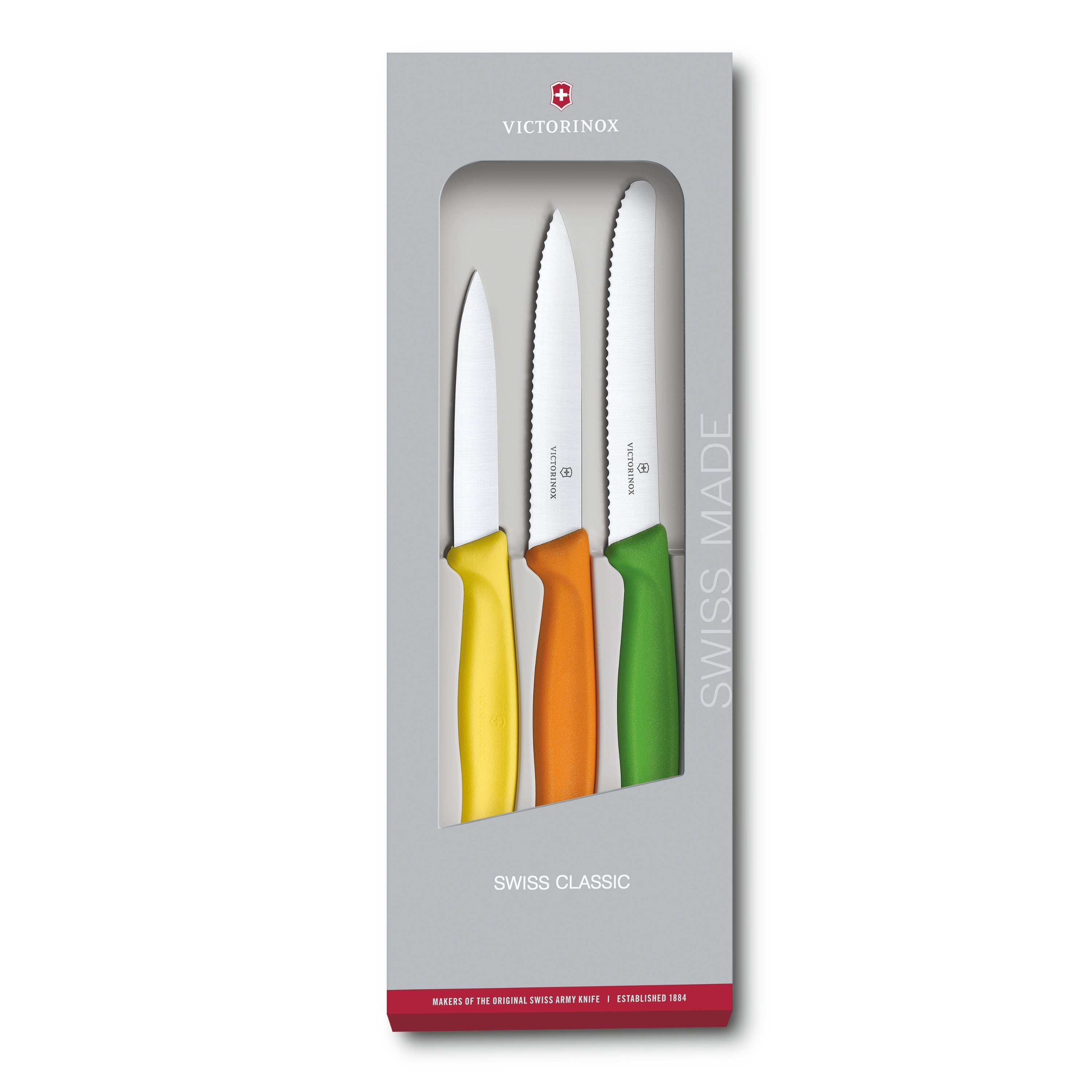 Victorinox Swiss Classic Paring Knife Set 3 Piece Yellow Orange Green