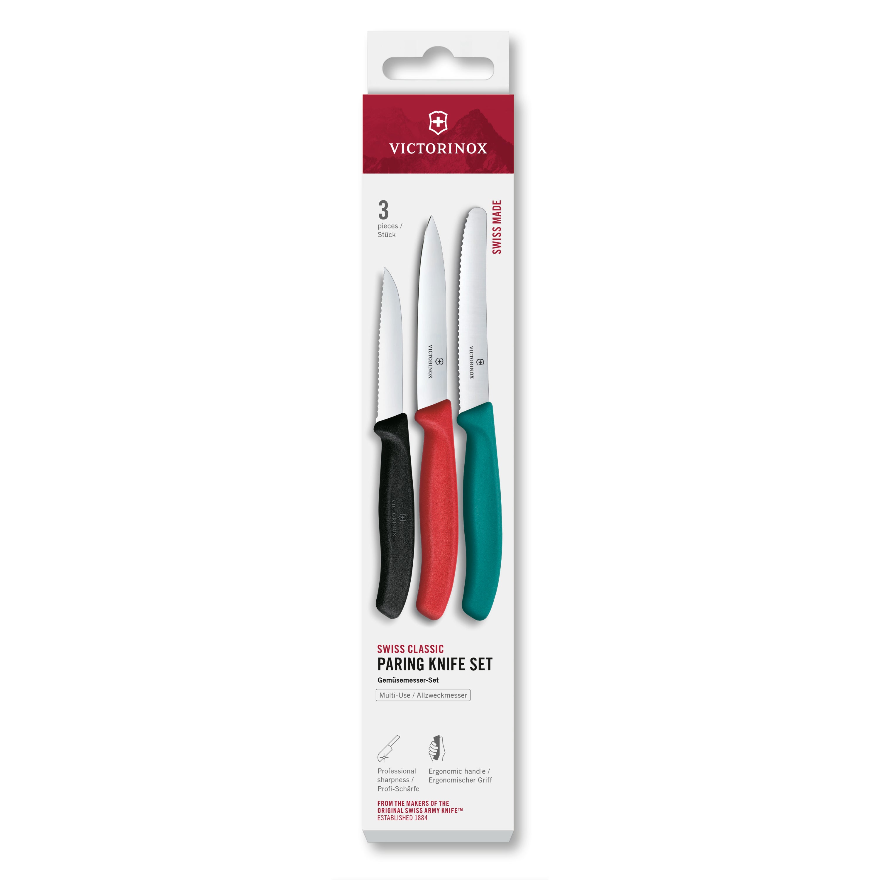 Victorinox 3 Piece Paring & Peeler New Green Red Black