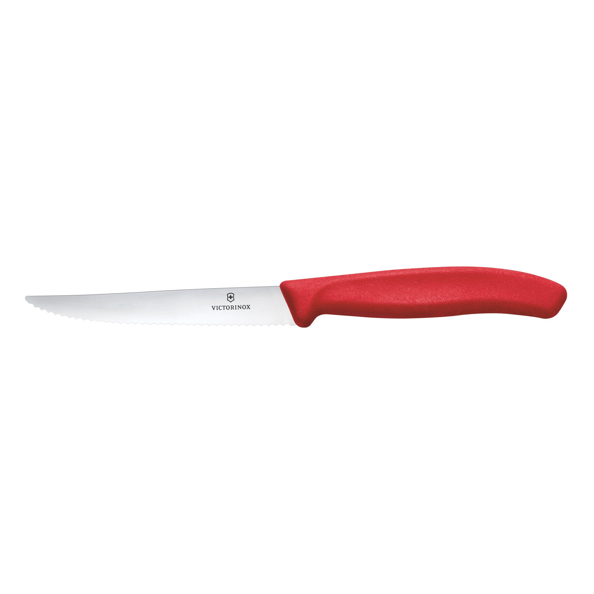 Victorinox Swiss Classic Steak Knife Wavy Edge Pointed - Black Handle Chilli Red