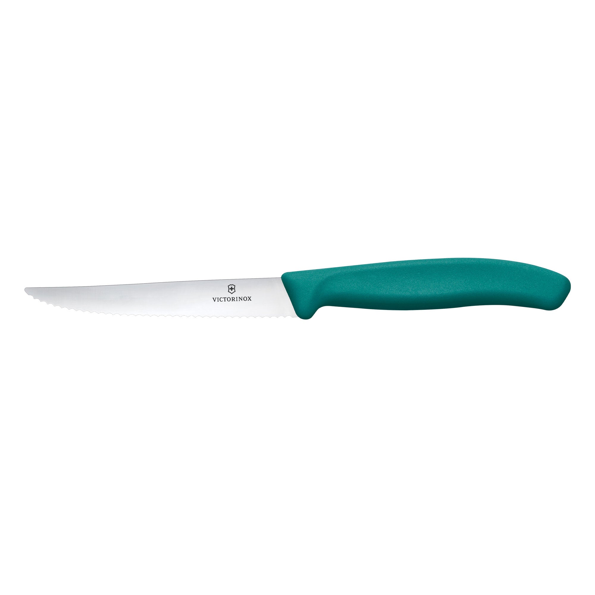 Victorinox Swiss Classic Steak Knife Wavy Edge Pointed - Black Handle Kale Green