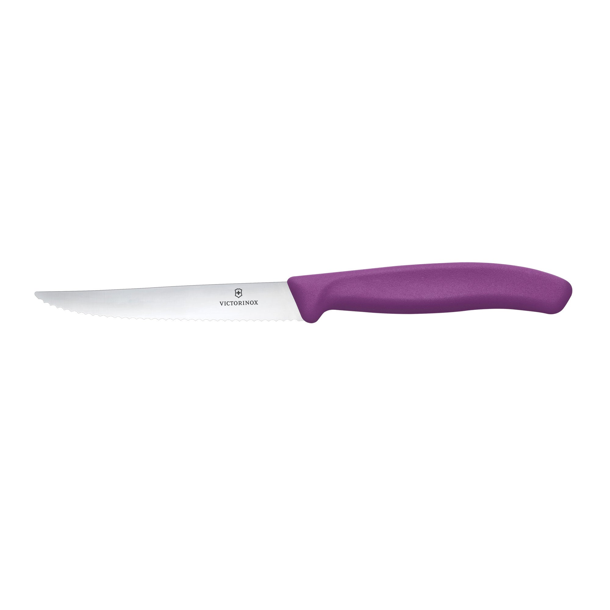 Victorinox Swiss Classic Steak Knife Wavy Edge Pointed - Black Handle Eggplant Purple