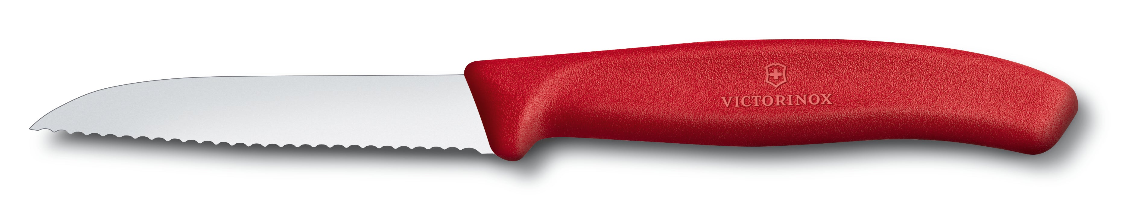 Victorinox Swiss Classic Paring Knife, 8cm, Drop Point, Wavy Edge - Red