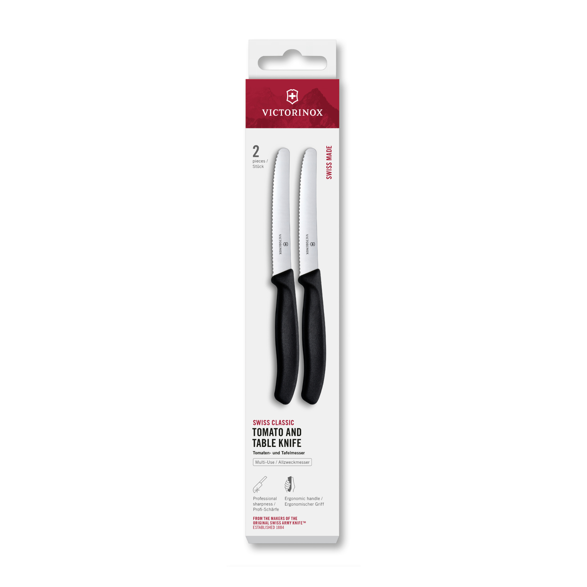 Victorinox Swiss Classic Tomato and Table Knife Set 2 Pieces - Gift Box Black