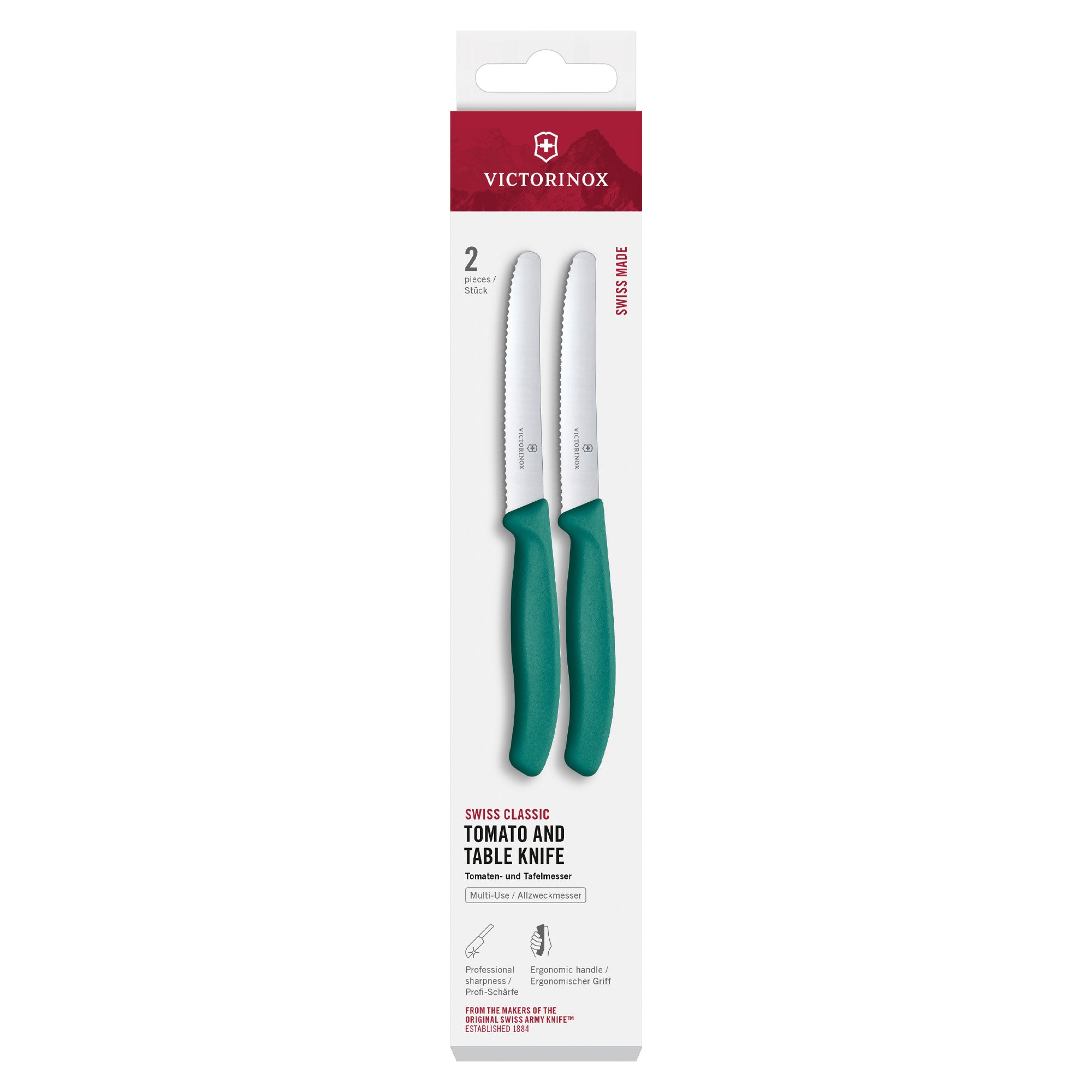 Victorinox Swiss Classic Tomato and Table Knife Set 2 Pieces - Gift Box Kale Green