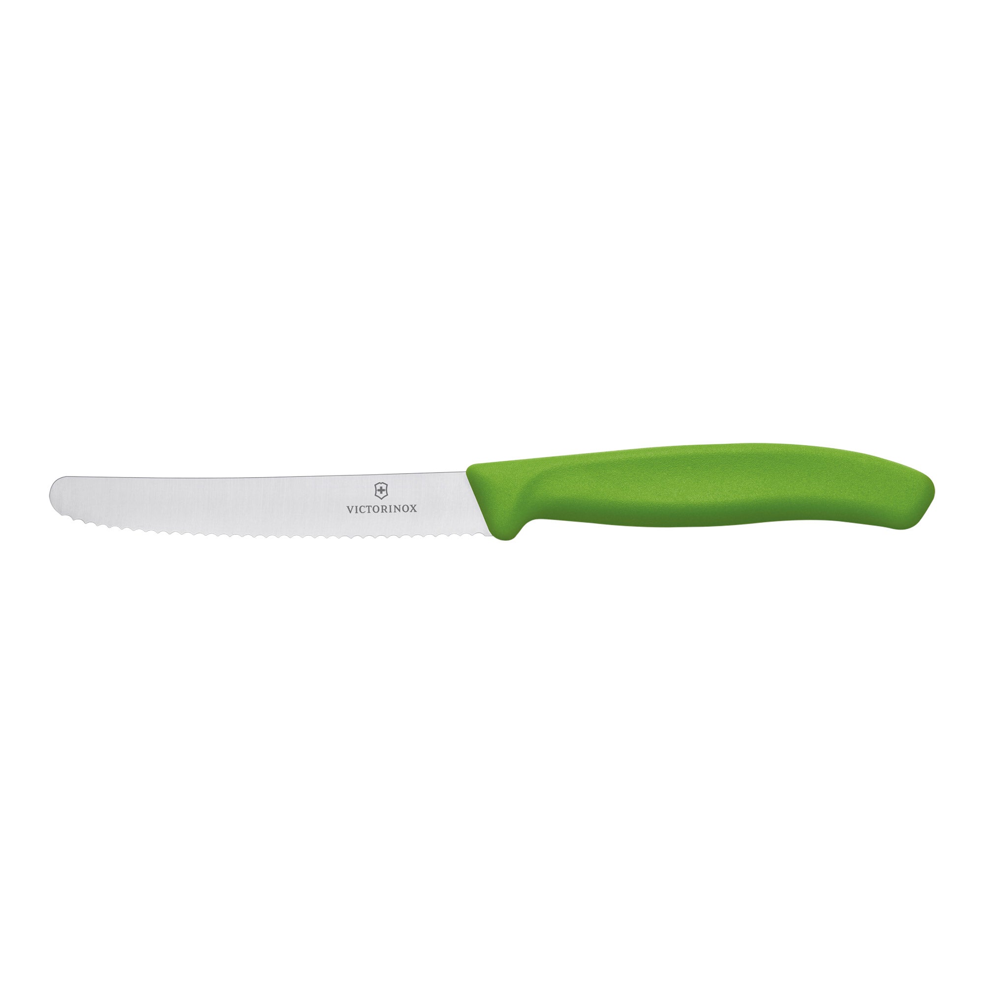 Victorinox Steak & Tomato Knife,11cm Round Tip,Wavy Edge,2 pc Set Classic Green